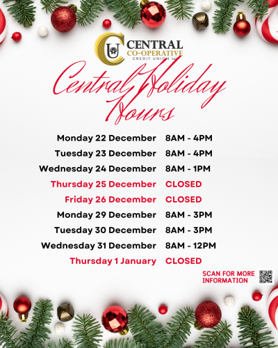 Central Holiday Hours!